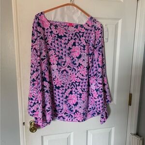 Lilly Pulitzer Pink and Blue Floral Blouse